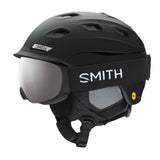 Smith Women's Vantage MIPS Helmet 2025 - Black helmet with white SMITH logo on front and silver MIPS sticker on side.