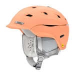Smith Women's Vantage MIPS Helmet 2025 - A pink helmet with a white logo on the side and ventilation holes along the top.