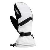 Swany Women's X-Over Mitt 2025 - A white mitt with black trim and a black strap across the wrist, featuring a Swany logo on the back of the hand.