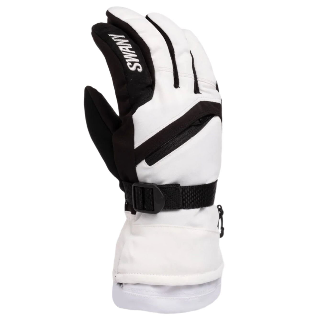 Swany X-Over Glove 2025 - A white glove with black accents and a black strap across the wrist.