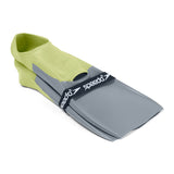 Speedo Trialon Rubber Swim Fins - A pair of bright yellow rubber swim fins with a textured surface and a small circular logo on the top edge.