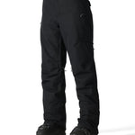 Women’s black cargo pants with side pockets and adjustable waist tabs