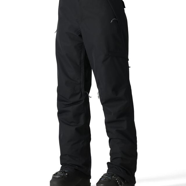 Women’s black cargo pants with side pockets and adjustable waist tabs
