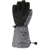 Dakine Junior's Tracker Glove 2025 - A black glove with a textured palm and fingers, featuring a pattern of wavy lines on the back.