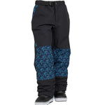Airblaster Junior's Boss Insulated Pant 2025 - Black snow pants with a repeating pattern of light blue mountain peaks on the lower leg.