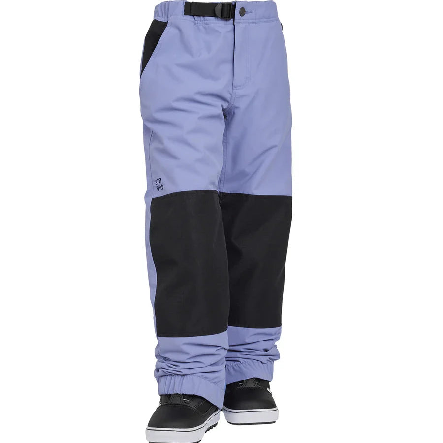 Airblaster Junior's Boss Insulated Pant 2025 - Black snow pants with a white logo on the left thigh and black elastic cuffs at the ankles.
