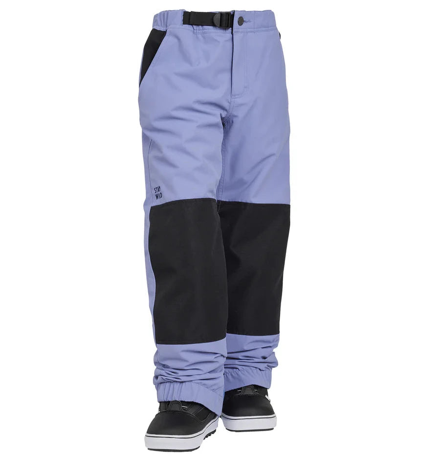 Airblaster Junior's Boss Insulated Pant 2025 - Black snow pants with a white logo on the left thigh and black elastic cuffs at the ankles.
