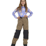 Boss Insulated Pant - A pair of tan snow pants with a black stripe down the side and a small logo on the left leg.