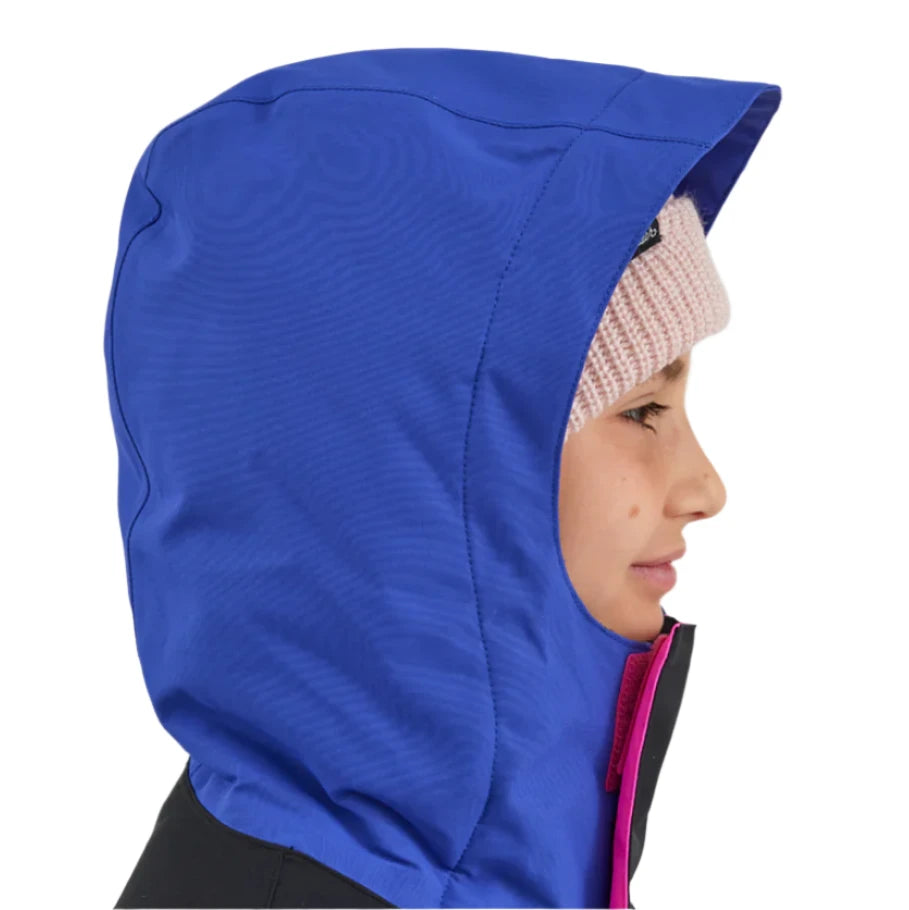 Airblaster Junior's Freedom Insulated Suit 2025 - A blue and black insulated suit with a hood, featuring a zipper down the front.