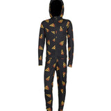 Airblaster Junior's Ninja Suit 2025 - Black onesie with a repeating pattern of yellow and red ninjas in various poses.