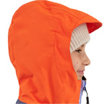 Airblaster Junior's Trencher Insulated Jacket 2025 - A bright orange jacket with a hood and zipper closure.