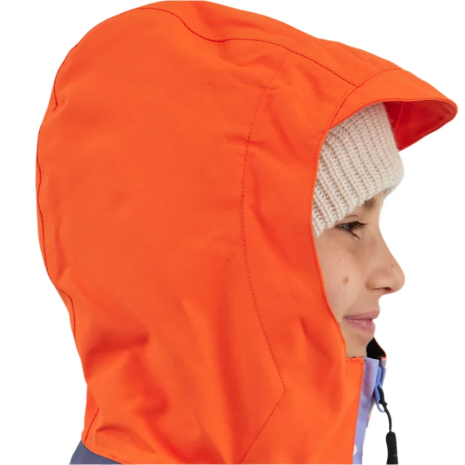 Airblaster Junior's Trencher Insulated Jacket 2025 - A bright orange jacket with a hood and zipper closure.
