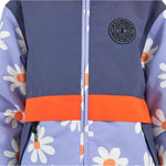 Airblaster Junior's Trencher Insulated Jacket 2025 - A light blue jacket with a white flower pattern and orange accents.