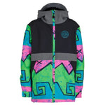 Airblaster Junior's Trencher Insulated Jacket 2025 - A black jacket with a gray hood and neon green accents.