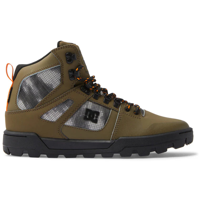DC Pure High Top Water Resistant Boots 2024 - A pair of high-top boots with a water-resistant design, featuring a sleek and modern aesthetic.