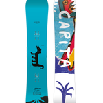 CAPITA AERONAUT SNOWBOARD 2026 - White snowboard with black and red logo on top left corner, black bindings on bottom edge.