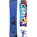 CAPITA AERONAUT SNOWBOARD 2026 - White snowboard with black and red logo on top left corner, black bindings on bottom edge.