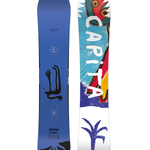 CAPITA AERONAUT SNOWBOARD 2026 - White snowboard with black and red logo on top left corner, black bindings on bottom edge.