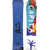 CAPITA AERONAUT SNOWBOARD 2026 - White snowboard with black and red logo on top left corner, black bindings on bottom edge.