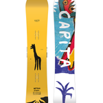 CAPITA AERONAUT SNOWBOARD 2026 - White snowboard with black and red logo on top left corner, black bindings on bottom edge.