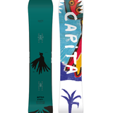CAPITA AERONAUT SNOWBOARD 2026 - White snowboard with black logo and writing on top, angled view of tip and tail.