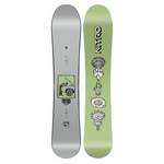 Nitro Alternator Snowboard 2026 - A light green snowboard with a black and white logo on top, featuring a man riding it down a mountain.