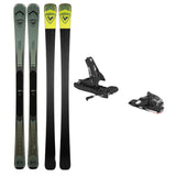 USED - Rossignol Arcade 84 with SPX 12 Demo Bindings - A pair of skis and bindings, featuring a green base color with black accents on the tips and tails.