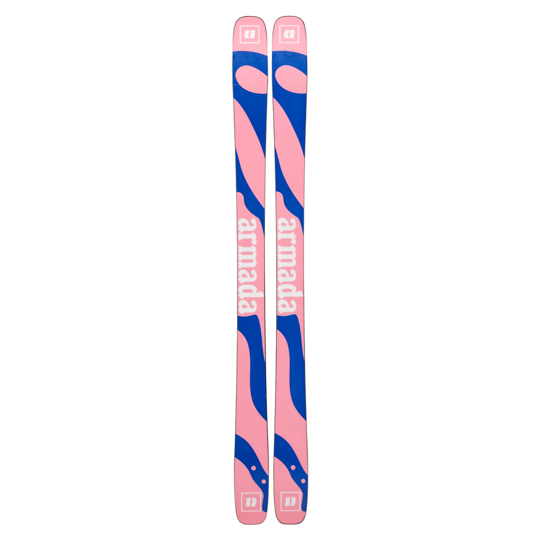 Armada Women's ARW 94 Skis 2026 - A pair of skis with a pink and blue abstract design, featuring a wavy pattern on the top sheet.