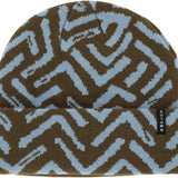 Autumn Select Geo Beanie 2025 - A brown beanie with a light blue geometric pattern.