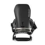 Bataleon Blaster Asymwrap Snowboard Bindings 2025 - Black bindings with white lettering on a solid white background.