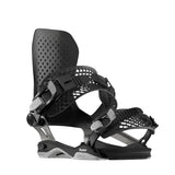 Bataleon Blaster Asymwrap Snowboard Bindings - A black snowboard binding with a textured strap and silver buckles.