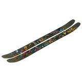Atomic Bent Chetler 110 Skis 2026 - A pair of skis with a black base and colorful abstract design featuring yellow, blue, green, orange, red, white, and brown shapes.