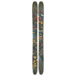 Atomic Bent Chetler 110 Skis 2026 - A pair of skis with a dark green base color and abstract, colorful graffiti-style graphics.