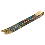Atomic Bent Chetler 120 Skis 2026 - A pair of skis with a brown base and blue, yellow, green, and black abstract design on top.