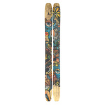 Atomic Bent Chetler 120 Skis 2026 - A pair of skis with a brown base and blue, yellow, green, and black abstract design.