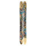 Atomic Bent Chetler 120 Skis 2026 - A pair of skis with a brown base and blue, yellow, green, and black abstract design.