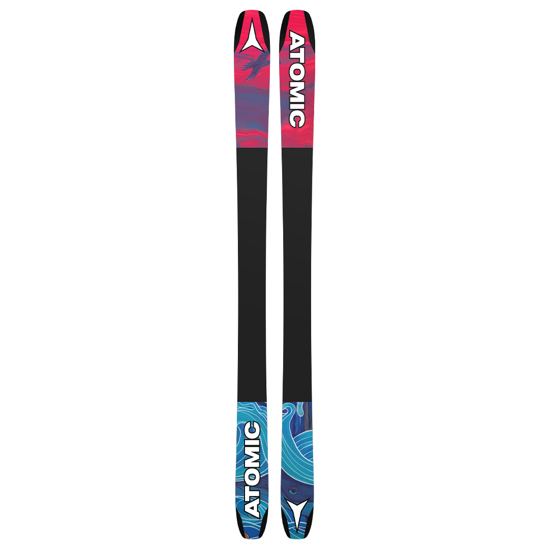 Atomic Bent Chetler 90 Skis 2026 - A pair of skis with a red and black top sheet featuring a white logo at the tip.