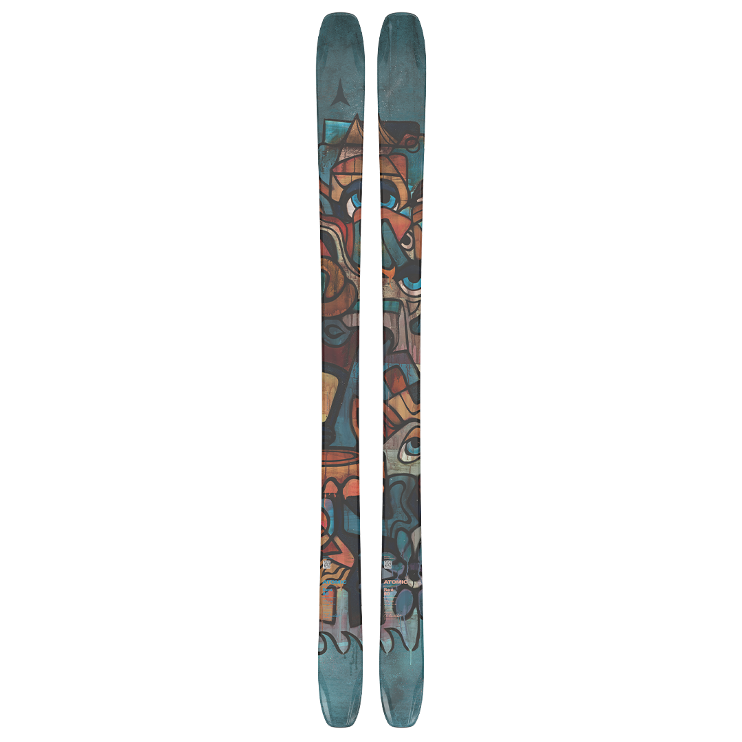 Atomic Bent Chetler 90 Skis 2026 - A pair of skis with a brown and black abstract design on a white background.