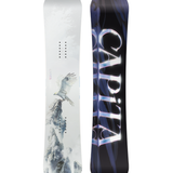 CAPiTA Women's Birds of a Feather Snowboard 2026 - A white snowboard with a bird design on top of a mountain peak.