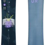 Endeavor Ranger Snowboard 2022 - A dark blue snowboard with a white logo and yellow lettering on top of it.