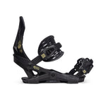 Now Brigade Snowboard Bindings 2024 - Black bindings with gold logos on the straps and a black plastic base.