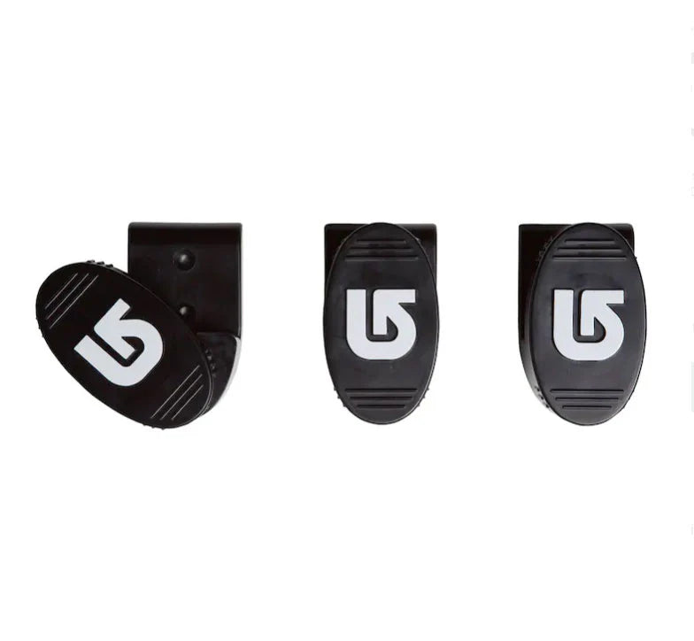Burton Snowboard Wall Mount - Black wall mount with a small, circular metal hook and a rectangular base plate featuring a white "B" logo.