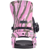 Burton Women's Lexa X Snowboard Bindings 2025 - A pink and grey snowboard binding with a black strap and buckle.