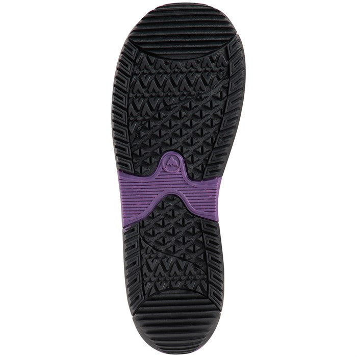 Burton Women's Limelight Step On Snowboard Boots 2025 - A pair of black snowboard boots with purple accents and a textured sole.