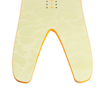 Nitro Cannon Snowboard 2026 - A cream-colored snowboard with a subtle leopard print pattern and orange trim.