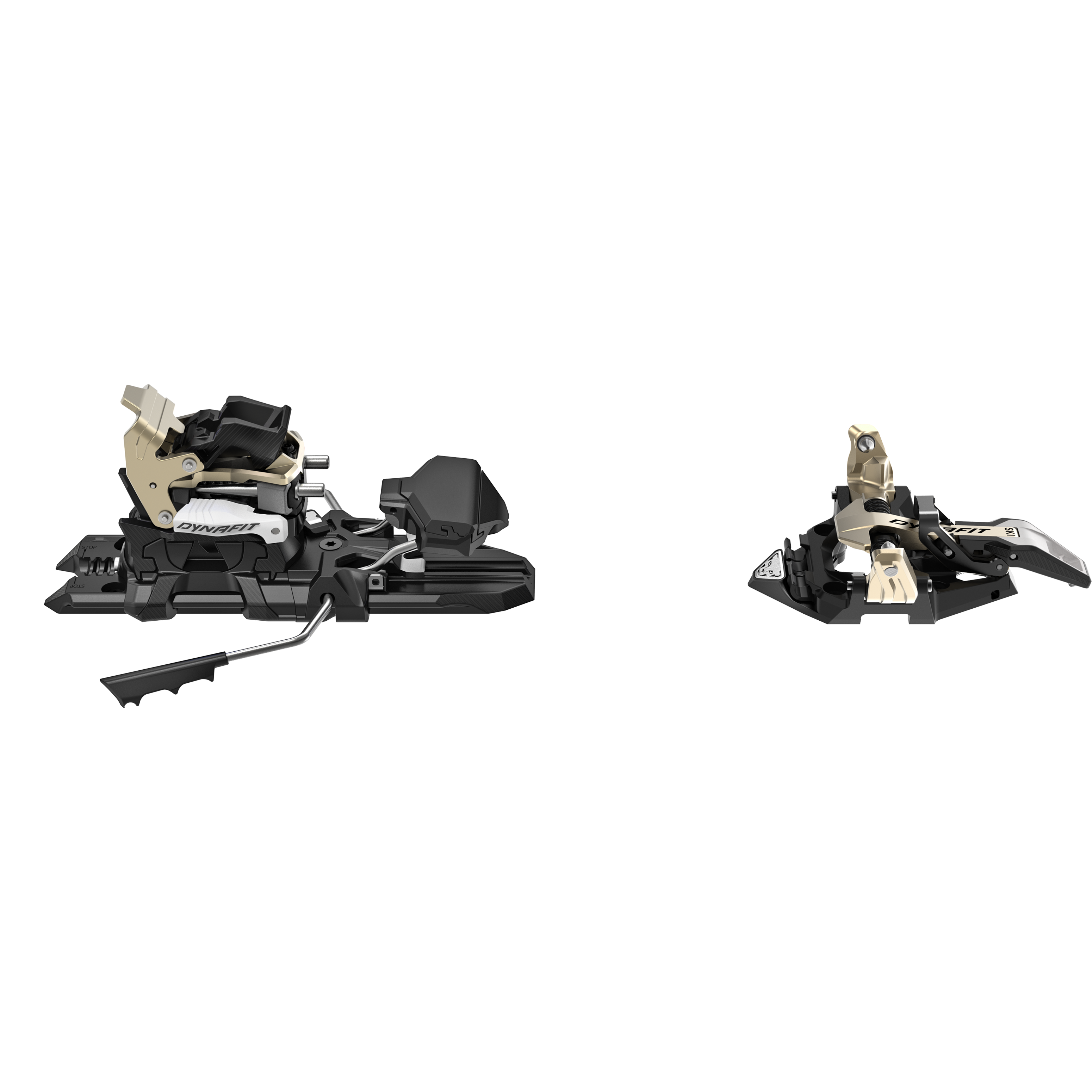 Dynafit Ridge - Alpine touring ski binding with black plastic components and silver metal hardware.