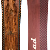 Head Gamechanger Snowboard 2025 - A brown snowboard with a wood grain pattern on its top surface.
