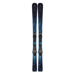 Atomic Women's Cloud Q9 Skis with M10 Bindings - Blue skis with a wavy pattern and black bindings.