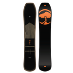 Arbor Coda Snowboard 2026 - A black snowboard with a white logo on top and a brown stripe at the bottom.
