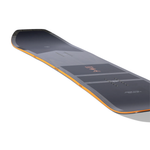 Arbor Coda Snowboard 2026 - A dark gray snowboard with a subtle orange stripe along its edge.